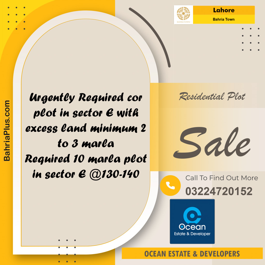 Residential Plot for Sale in Bahria Town, Lahore - (BP-175101)