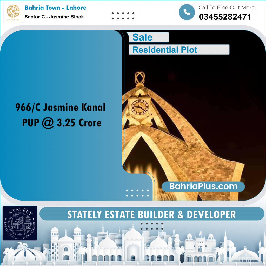 Residential Plot for Sale in Sector C - Jasmine Block -  Bahria Town, Lahore - (BP-175114)