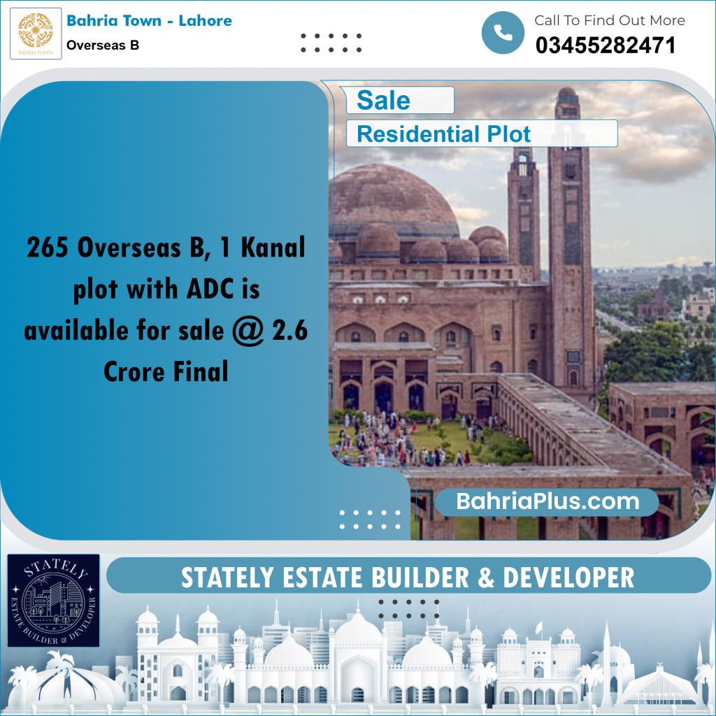 Residential Plot for Sale in Overseas B -  Bahria Town, Lahore - (BP-175131)