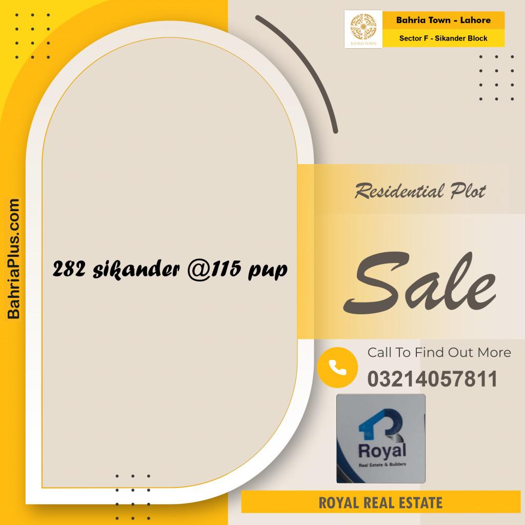 Residential Plot for Sale in Sector F - Sikander Block -  Bahria Town, Lahore - (BP-175231)