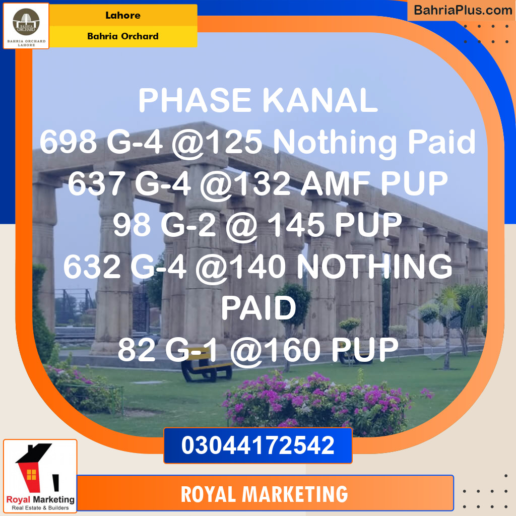 Residential Plot for Sale in Phase 4 - G4 Block -  Bahria Orchard, Lahore - (BP-175239)