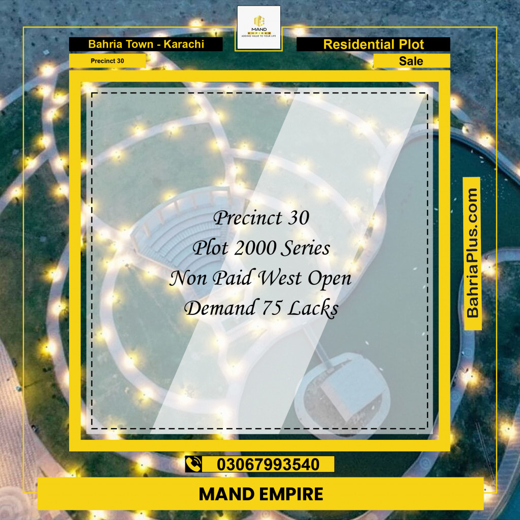 Residential Plot for Sale in Precinct 30 - Bahria Town, Karachi - (BP-175247)