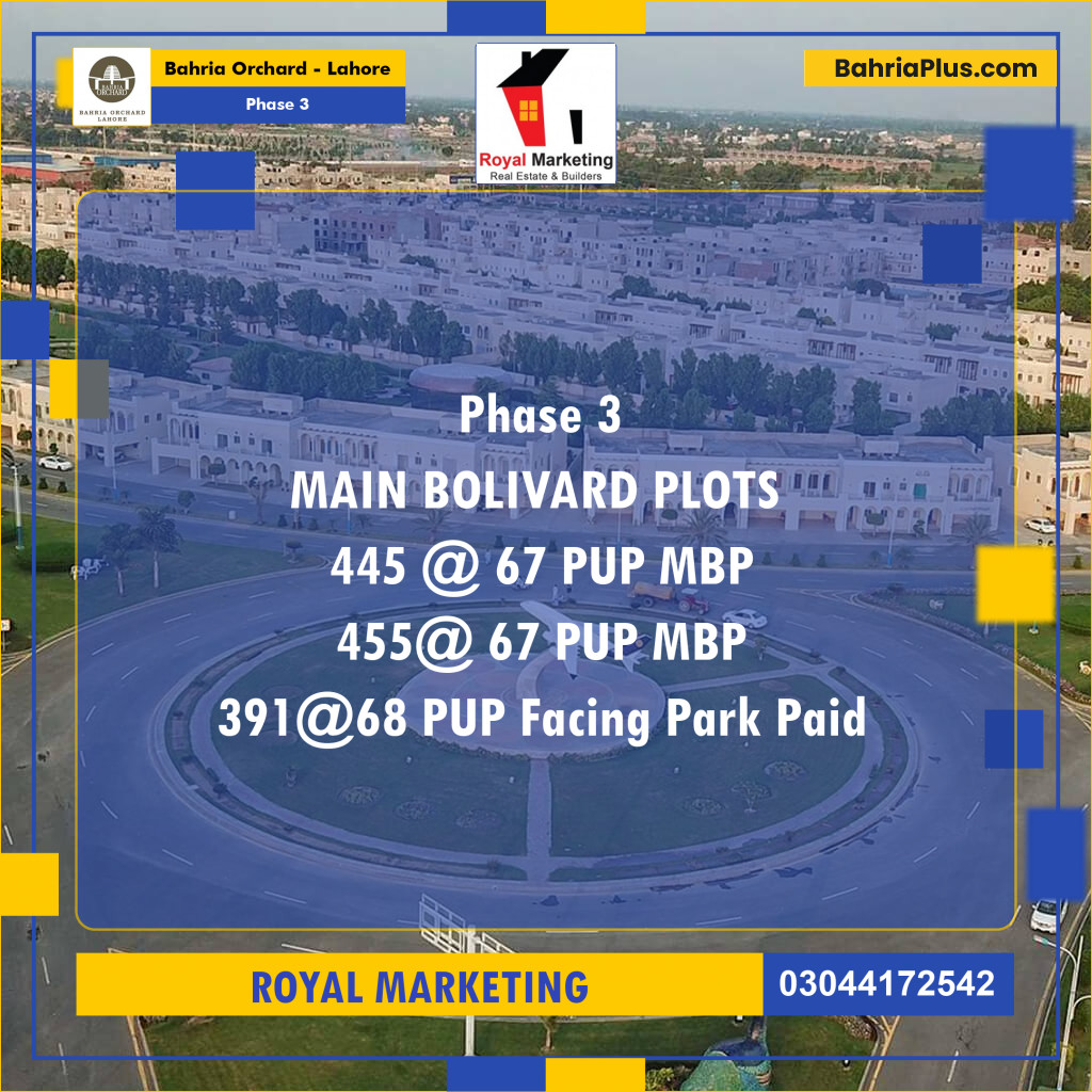 Residential Plot for Sale in Phase 3 -  Bahria Orchard, Lahore - (BP-175248)