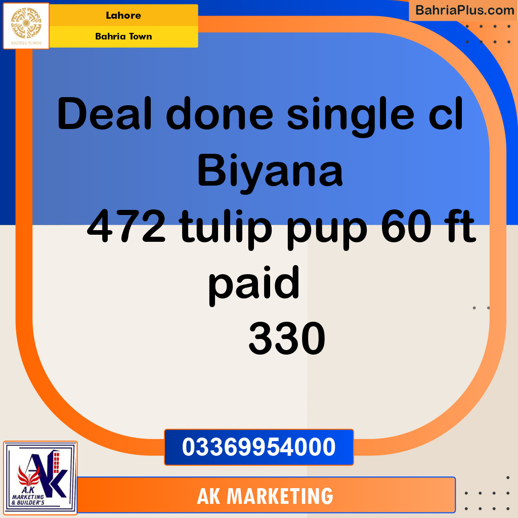 Residential Plot for Sale in Sector C - Tulip Block -  Bahria Town, Lahore - (BP-175265)