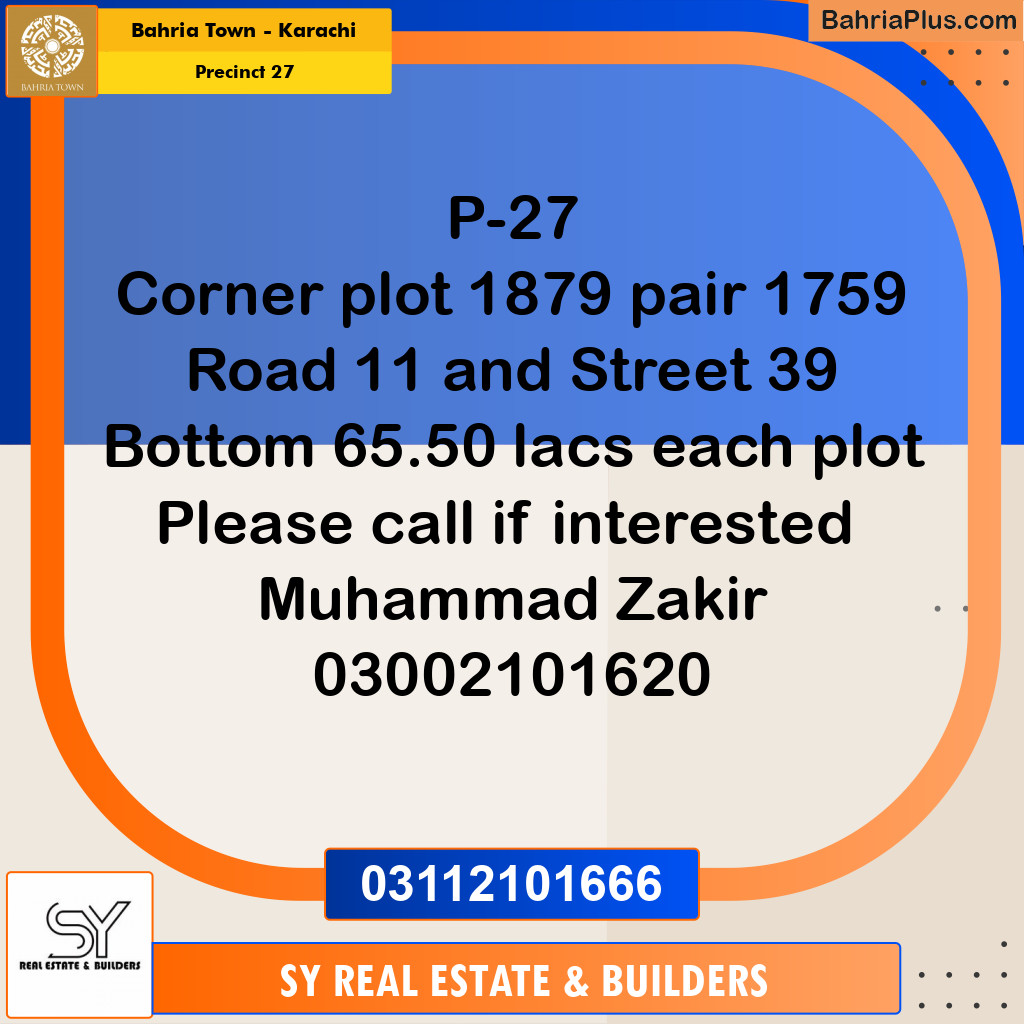 Residential Plot for Sale in Precinct 27 -  Bahria Town, Karachi - (BP-175332)