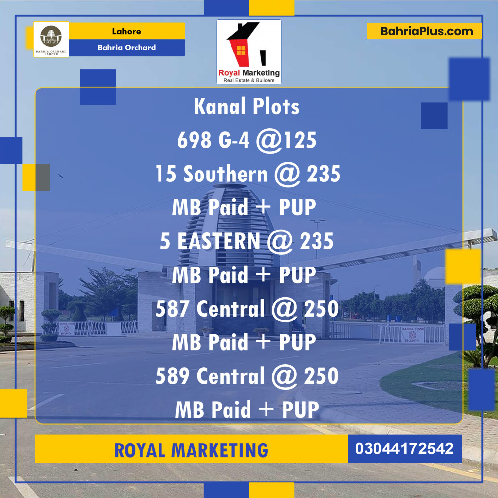 Residential Plot for Sale in Phase 4 - G4 Block -  Bahria Orchard, Lahore - (BP-175368)