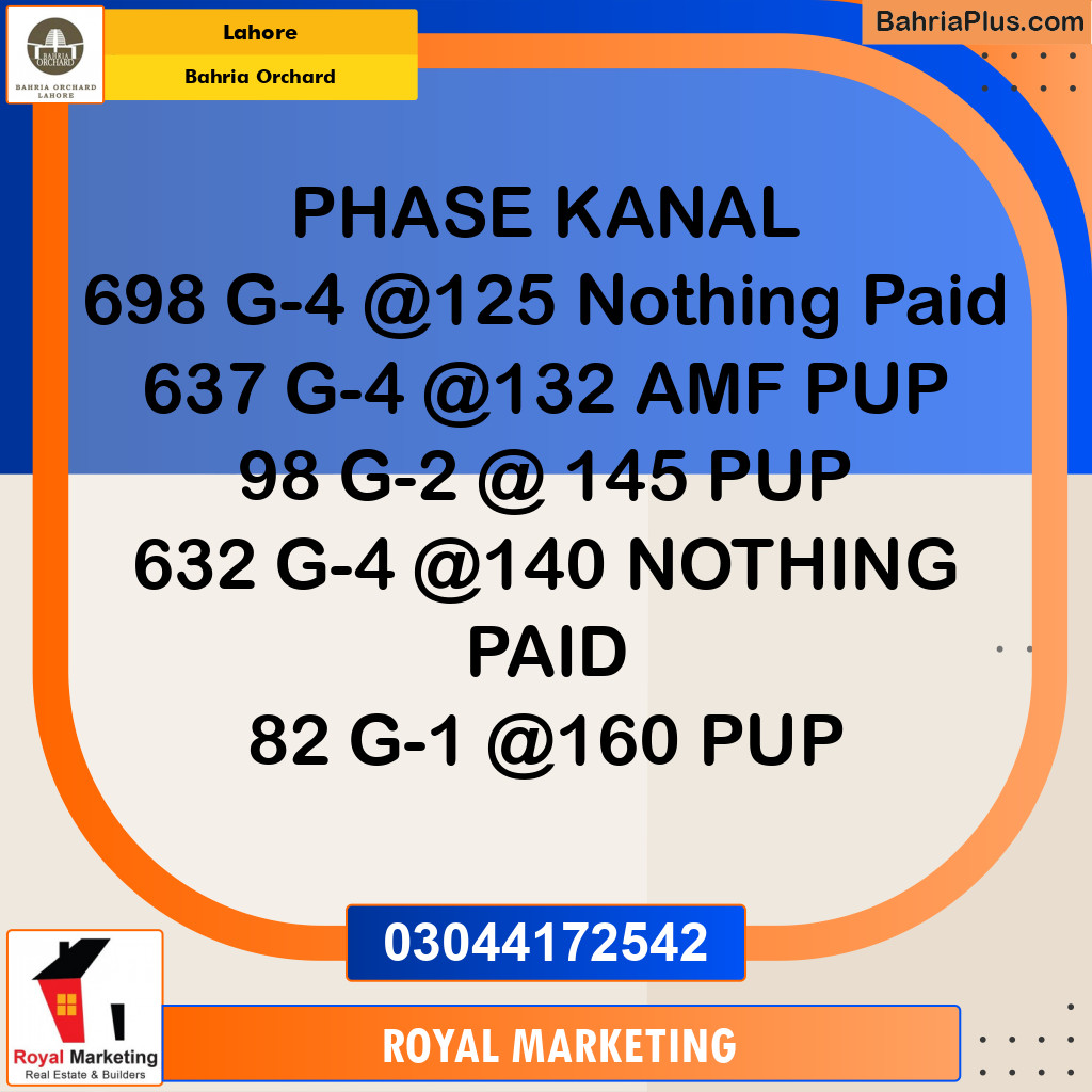 Residential Plot for Sale in Phase 4 - G4 Block - Bahria Orchard, Lahore - (BP-175387)