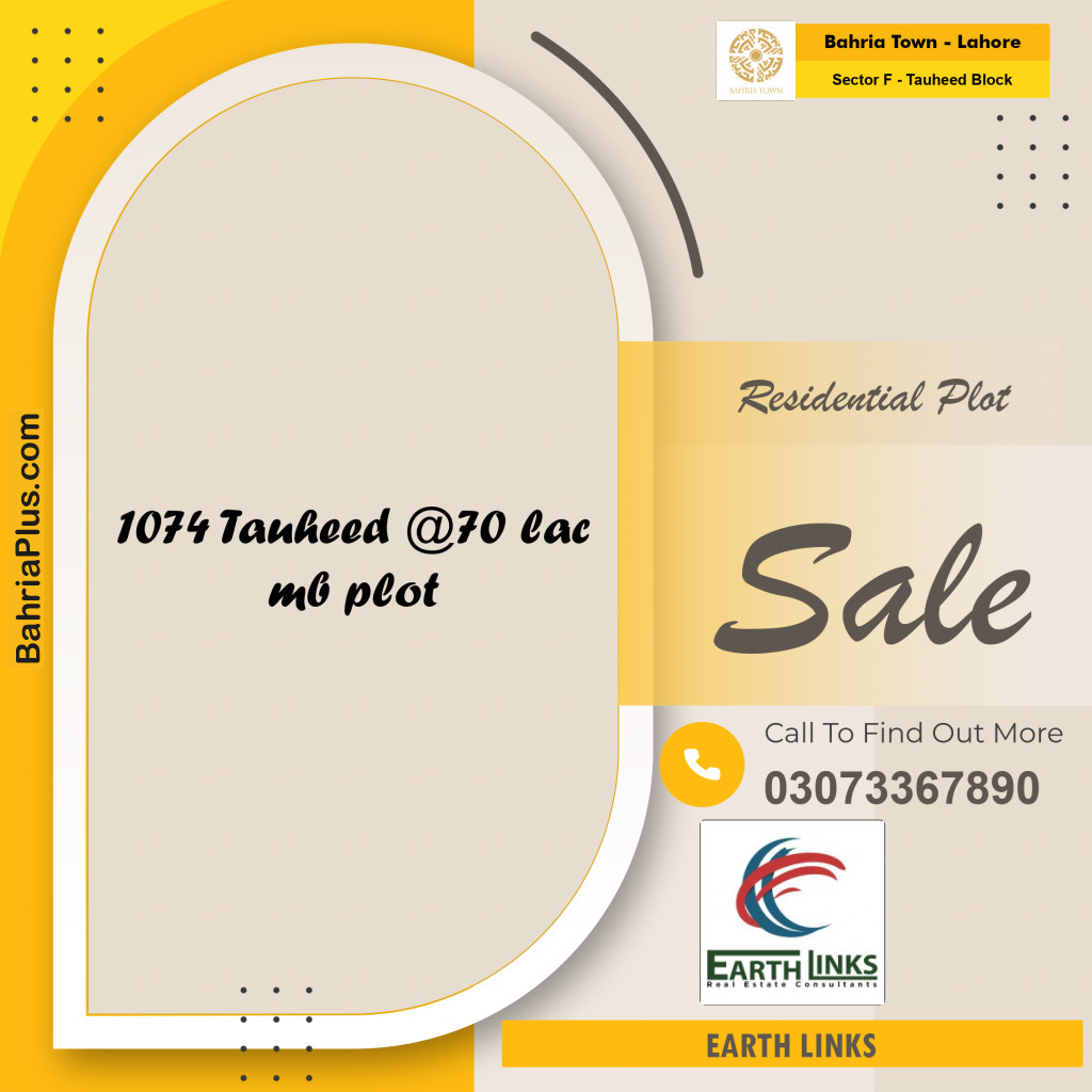 Residential Plot for Sale in Sector F - Tauheed Block -  Bahria Town, Lahore - (BP-175402)