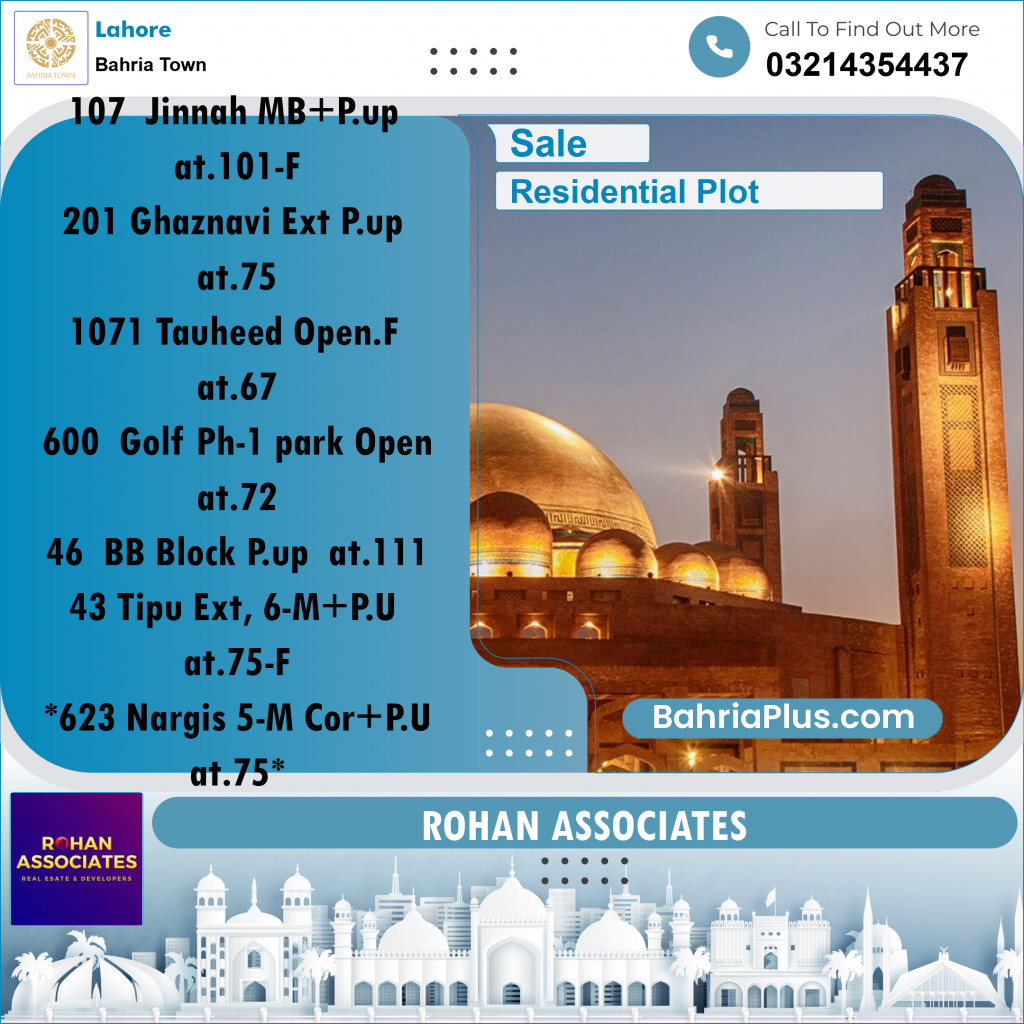 Residential Plot for Sale in Sector E - Jinnah Block - Bahria Town, Lahore - (BP-175407)