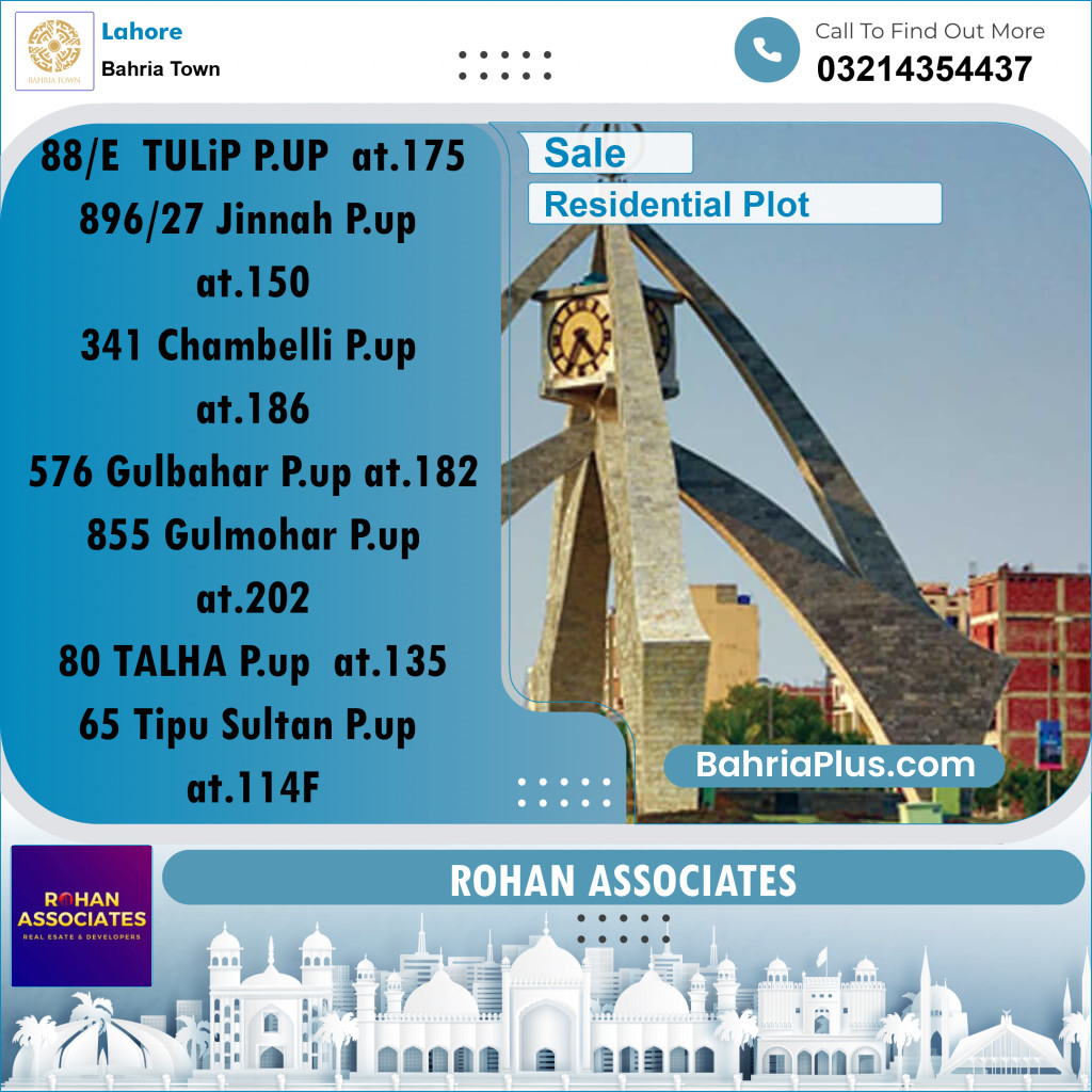 Residential Plot for Sale in Sector C - Tulip Block - Bahria Town, Lahore - (BP-175409)