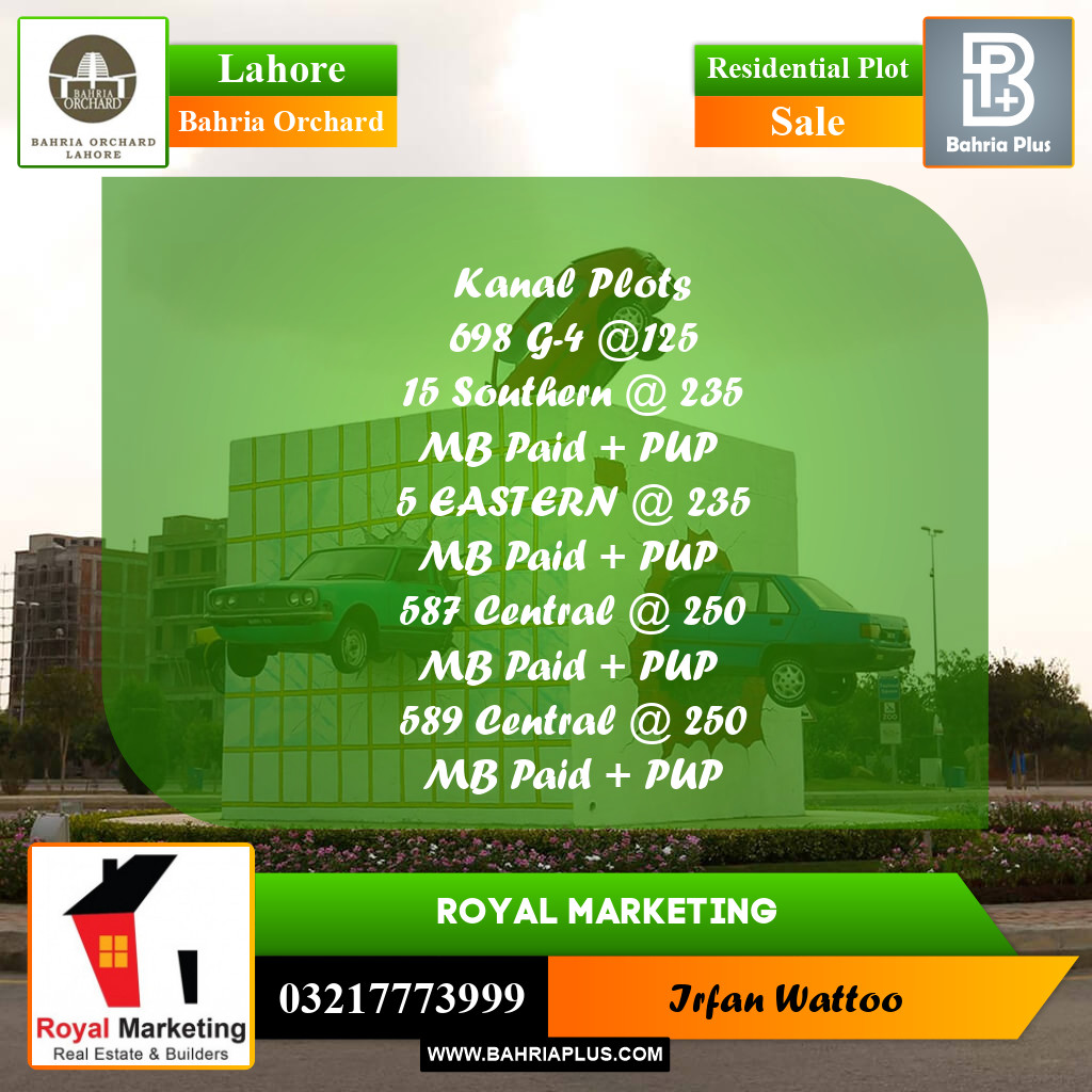 Residential Plot for Sale in Phase 4 - G4 Block -  Bahria Orchard, Lahore - (BP-175417)