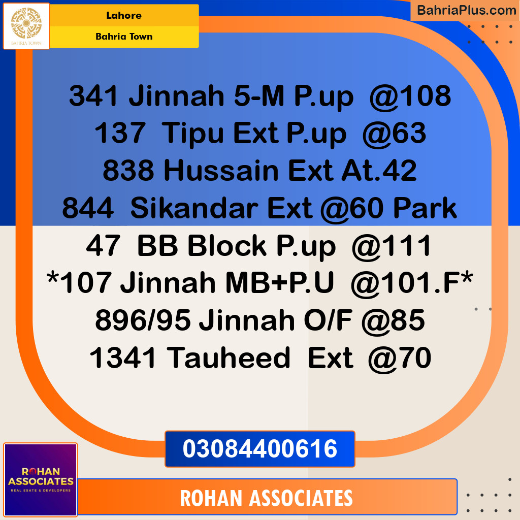 Residential Plot for Sale in Sector E - Jinnah Block -  Bahria Town, Lahore - (BP-175484)