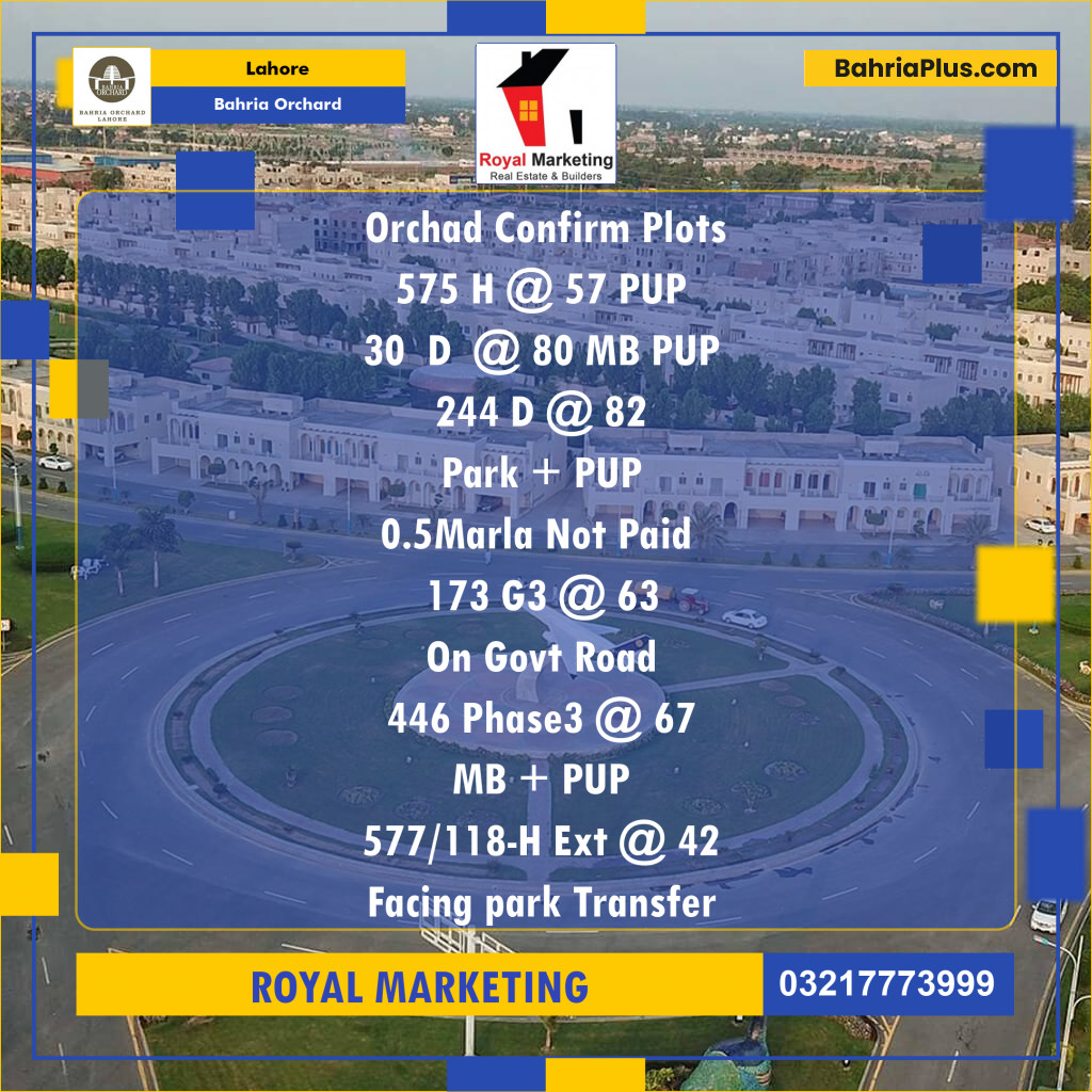 Residential Plot for Sale in Phase 2 - H Block -  Bahria Orchard, Lahore - (BP-175523)