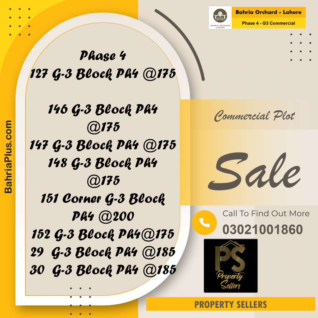 Commercial Plot for Sale in Phase 4 - G3 Commercial -  Bahria Orchard, Lahore - (BP-175545)