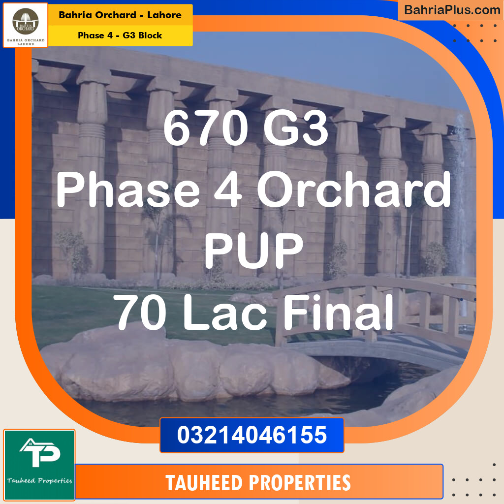 Residential Plot for Sale in Phase 4 - G3 Block -  Bahria Orchard, Lahore - (BP-175568)