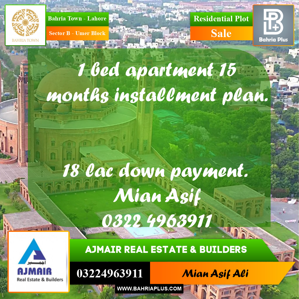 Residential Plot for Sale in Sector B - Umer Block -  Bahria Town, Lahore - (BP-175585)