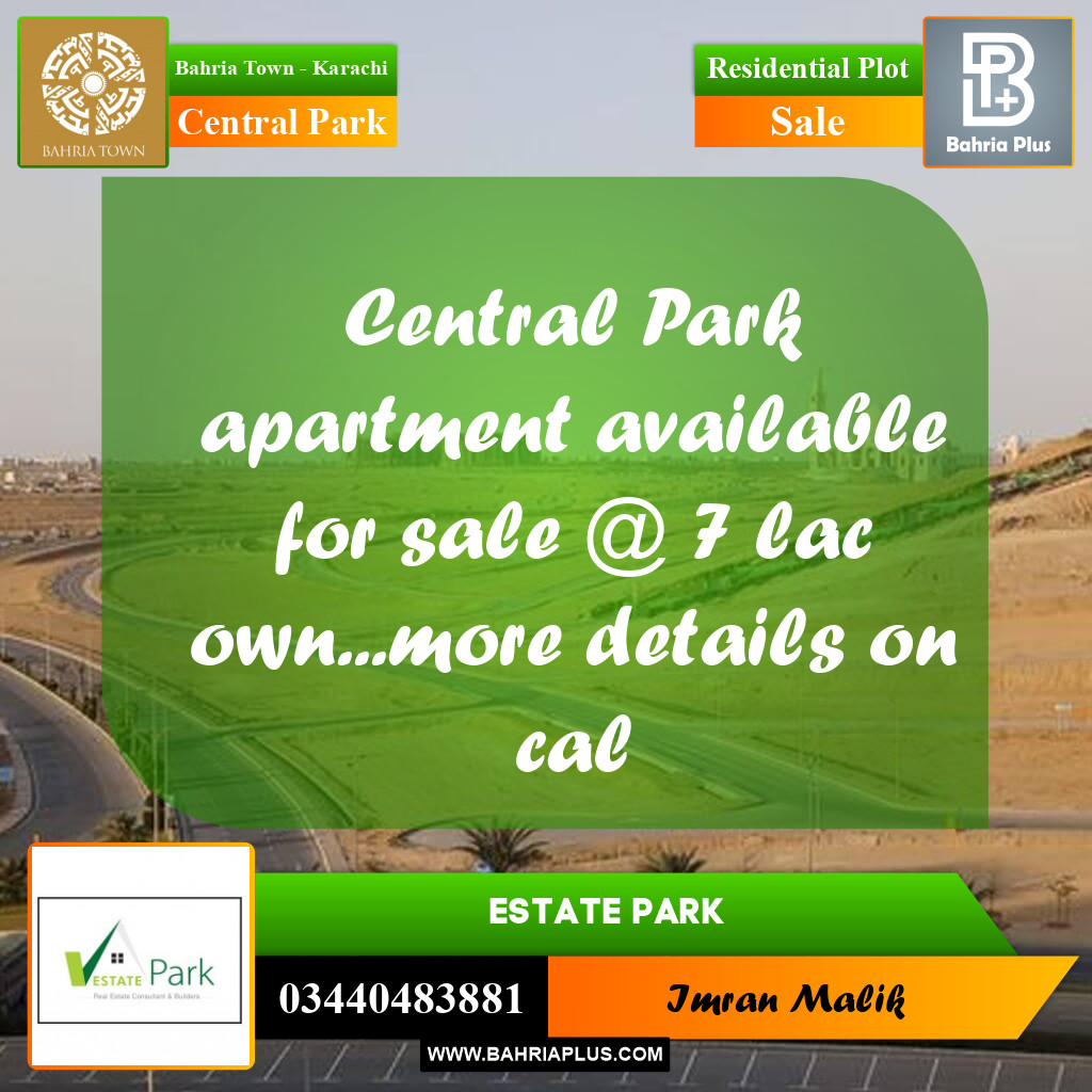 Residential Plot for Sale in Central Park -  Bahria Town, Karachi - (BP-175622)
