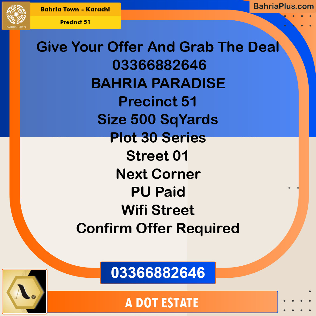 500 Sq. Yards Residential Plot for Sale in Precinct 51 -  Bahria Town, Karachi - (BP-175676)