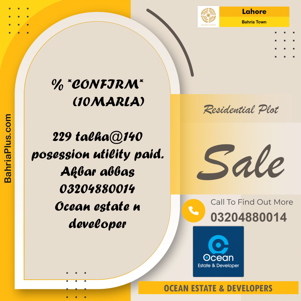 Residential Plot for Sale in Sector F - Talha Block -  Bahria Town, Lahore - (BP-175678)