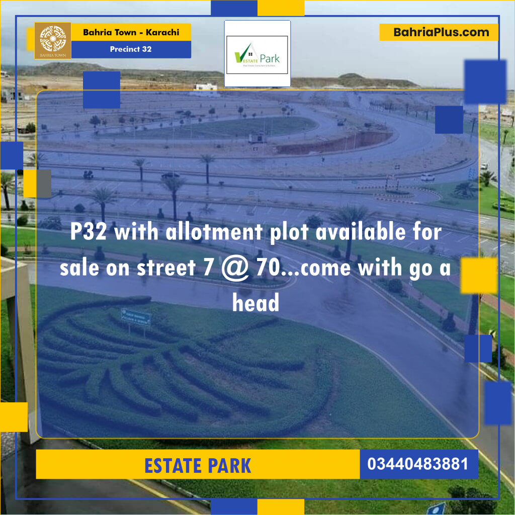 250 Sq. Yards Residential Plot for Sale in Precinct 32 -  Bahria Town, Karachi - (BP-175710)