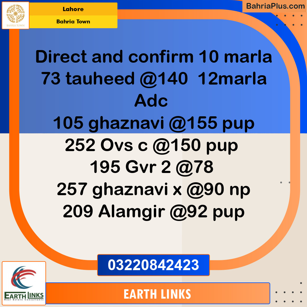 Residential Plot for Sale in Sector F - Tauheed Block -  Bahria Town, Lahore - (BP-175738)