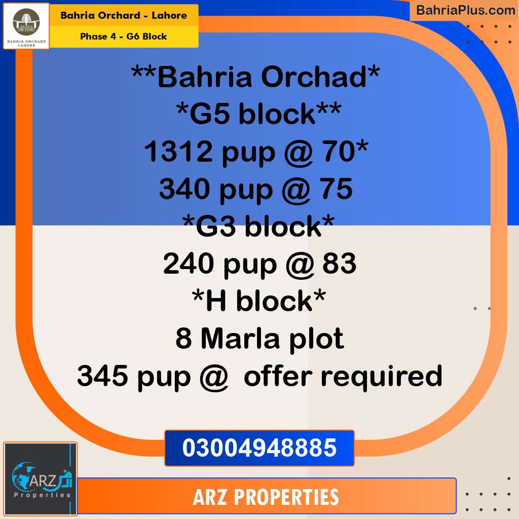 Residential Plot for Sale in Phase 4 - G6 Block - Bahria Orchard, Lahore - (BP-175750)