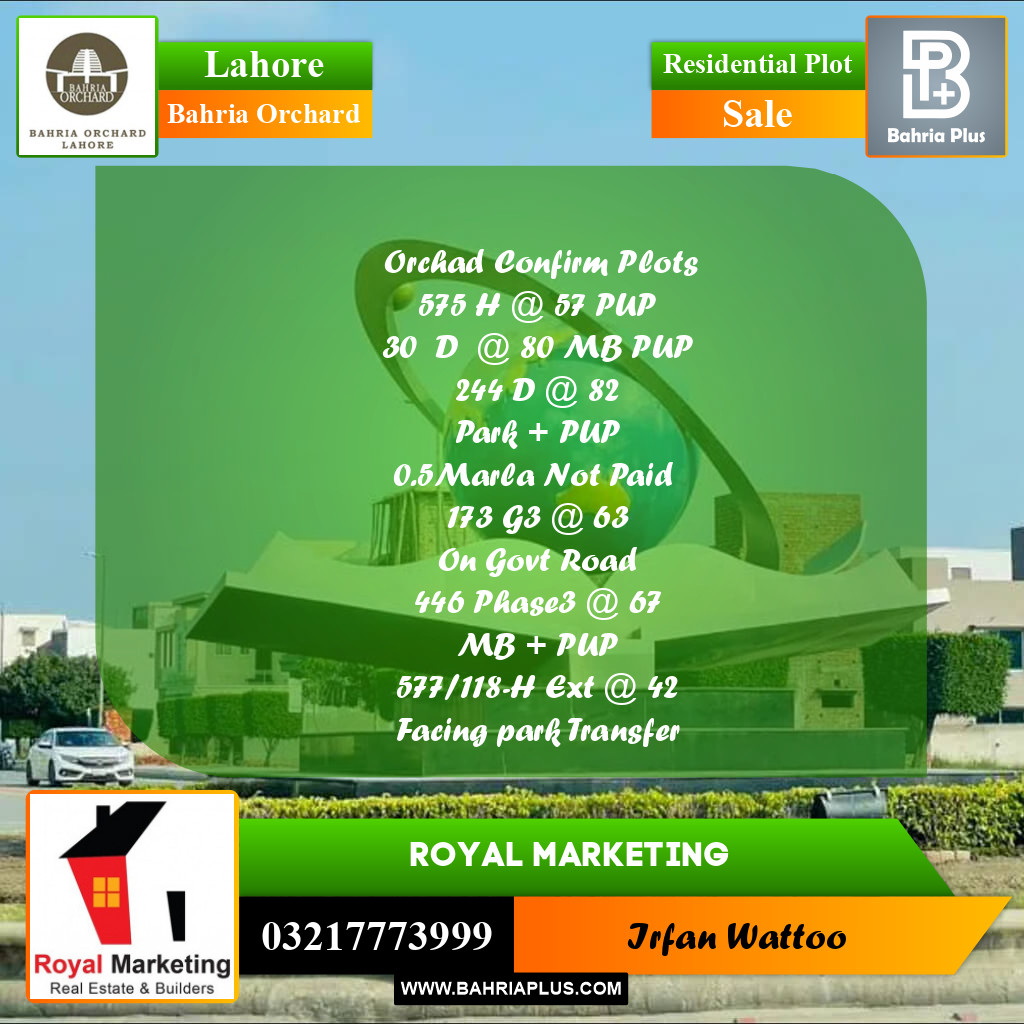 Residential Plot for Sale in Phase 2 - H Block -  Bahria Orchard, Lahore - (BP-175761)