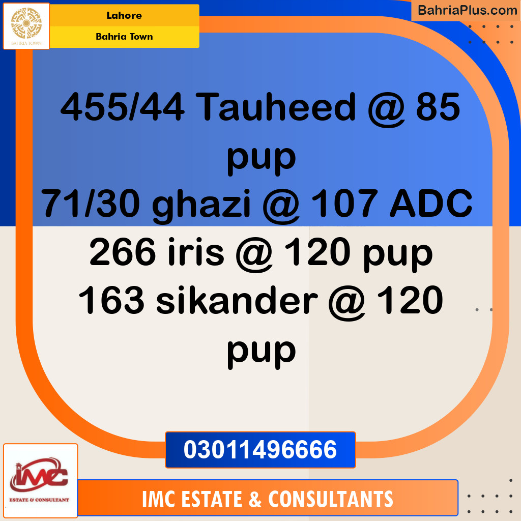 Residential Plot for Sale in Sector F - Tauheed Block -  Bahria Town, Lahore - (BP-175767)