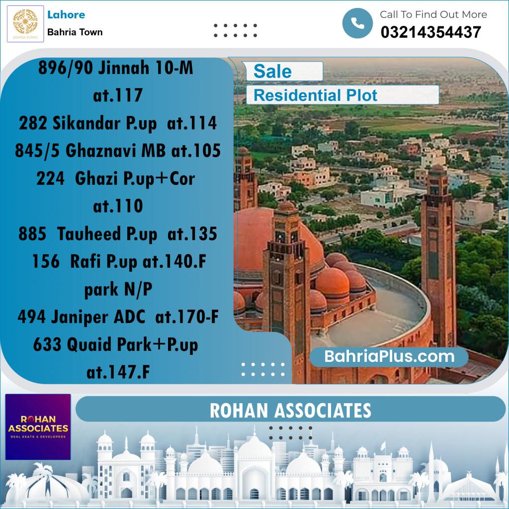 Residential Plot for Sale in Sector E - Jinnah Block -  Bahria Town, Lahore - (BP-175770)