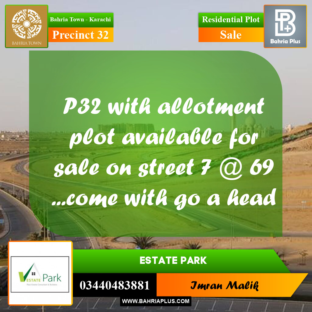 250 Sq. Yards Residential Plot for Sale in Precinct 32 -  Bahria Town, Karachi - (BP-175774)