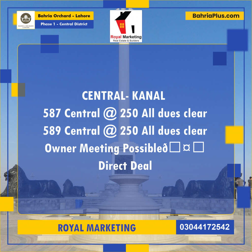 Residential Plot for Sale in Phase 1 - Central District -  Bahria Orchard, Lahore - (BP-175805)