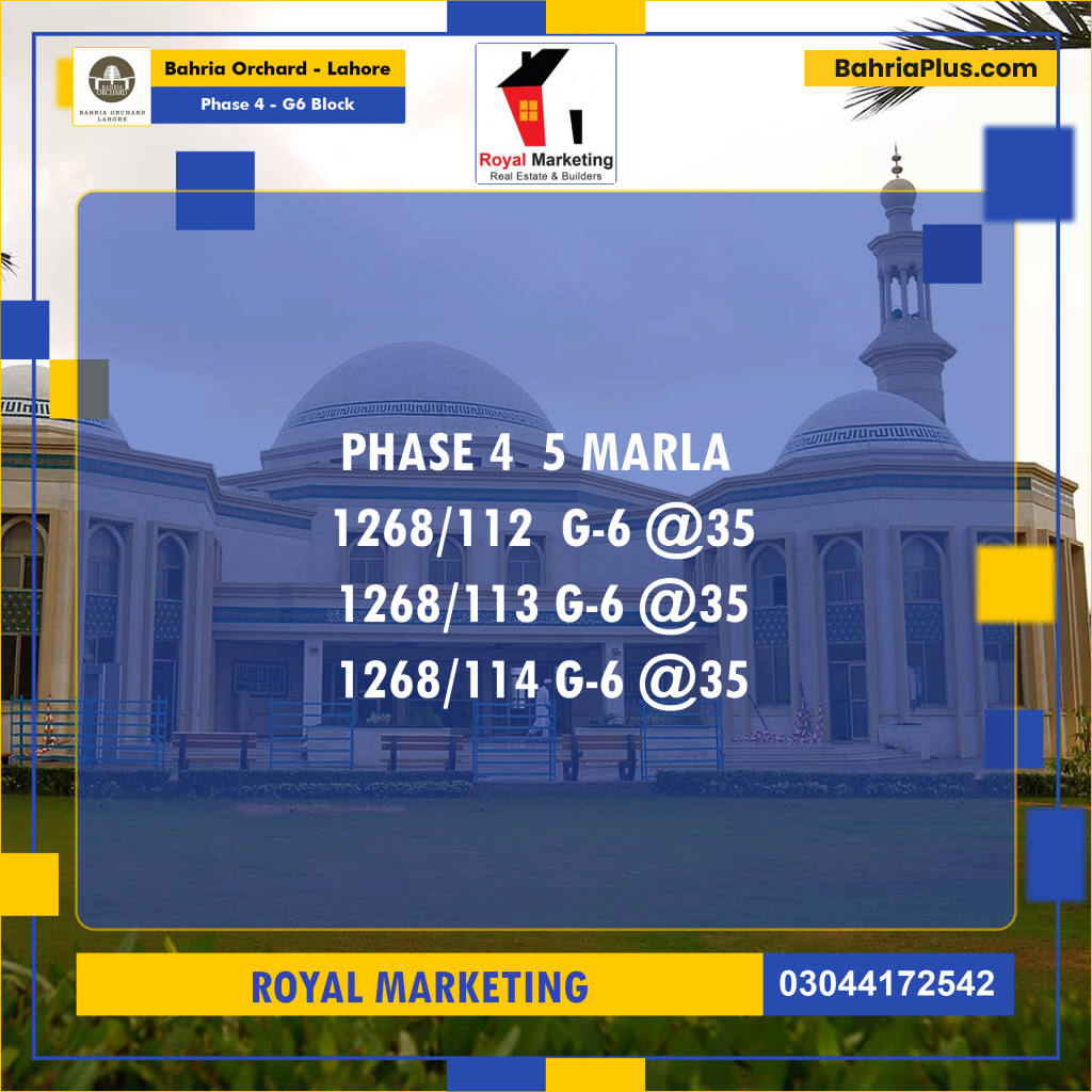 Residential Plot for Sale in Phase 4 - G6 Block -  Bahria Orchard, Lahore - (BP-175820)