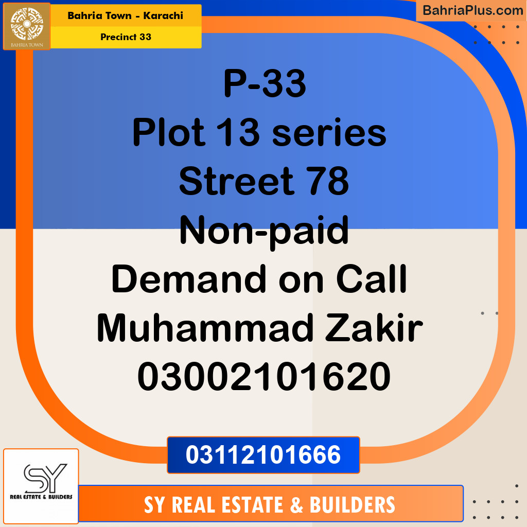 Residential Plot for Sale in Precinct 33 -  Bahria Town, Karachi - (BP-175844)