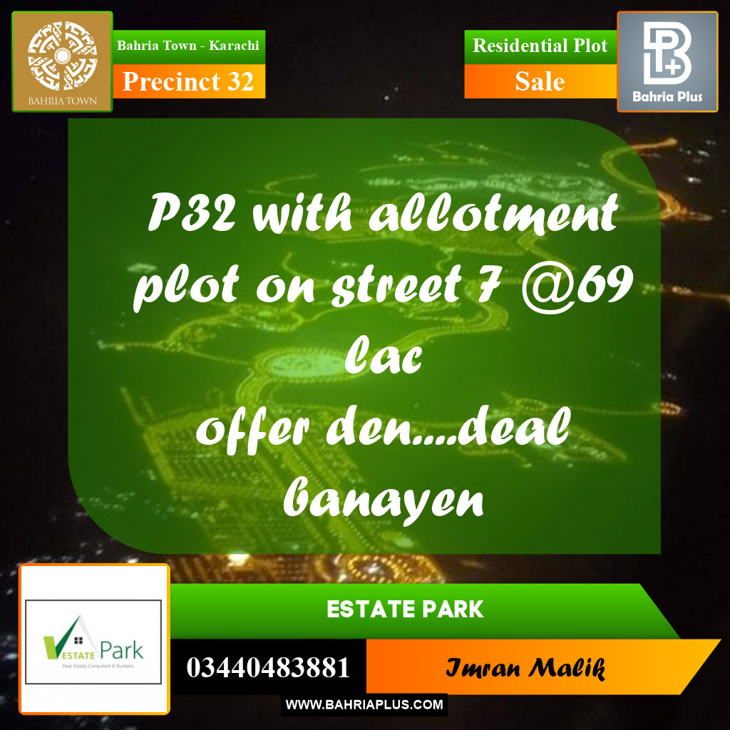 250 Sq. Yards Residential Plot for Sale in Precinct 32 -  Bahria Town, Karachi - (BP-175888)