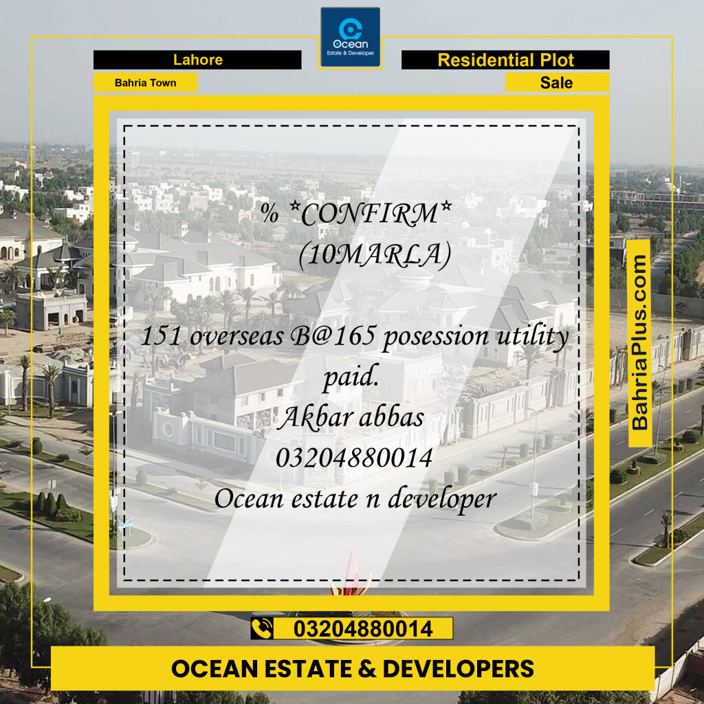 Residential Plot for Sale in Overseas B -  Bahria Town, Lahore - (BP-175891)