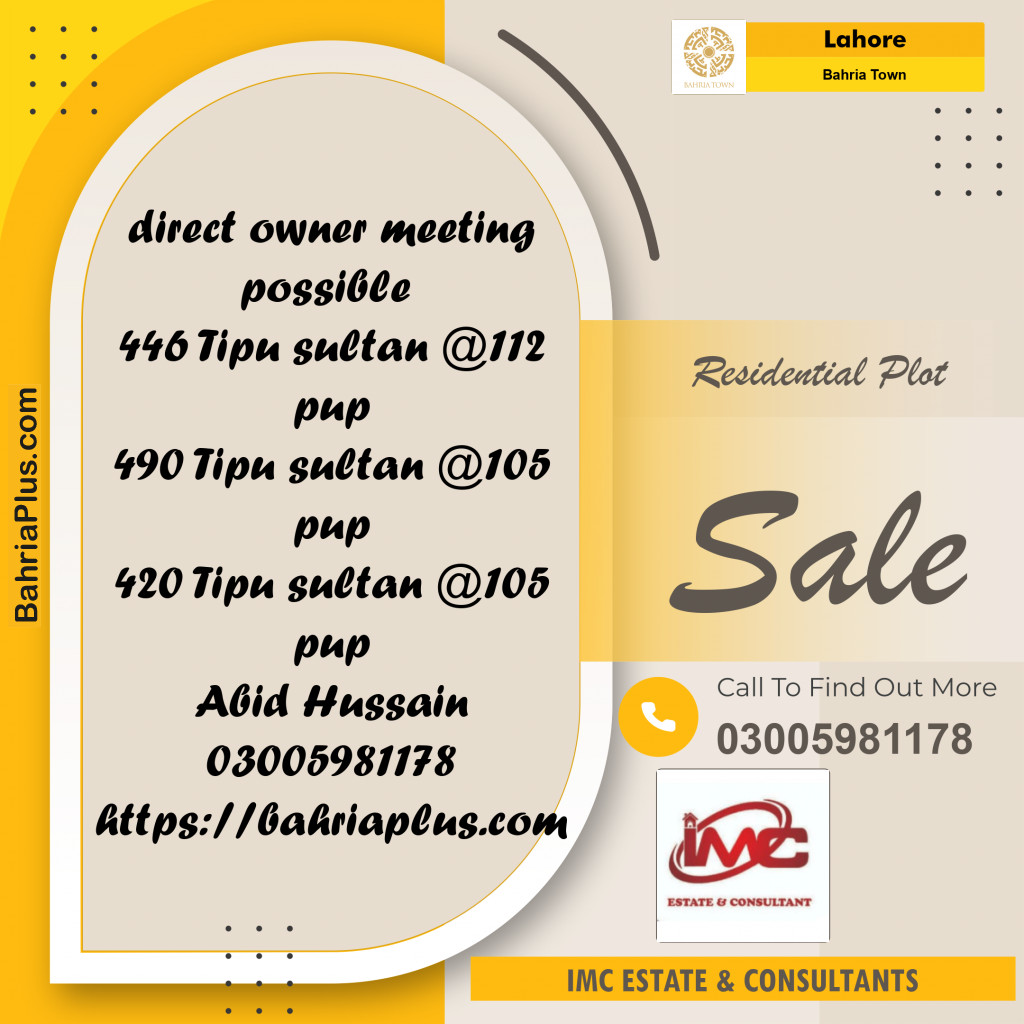 Residential Plot for Sale in Bahria Town, Lahore - (BP-175894)