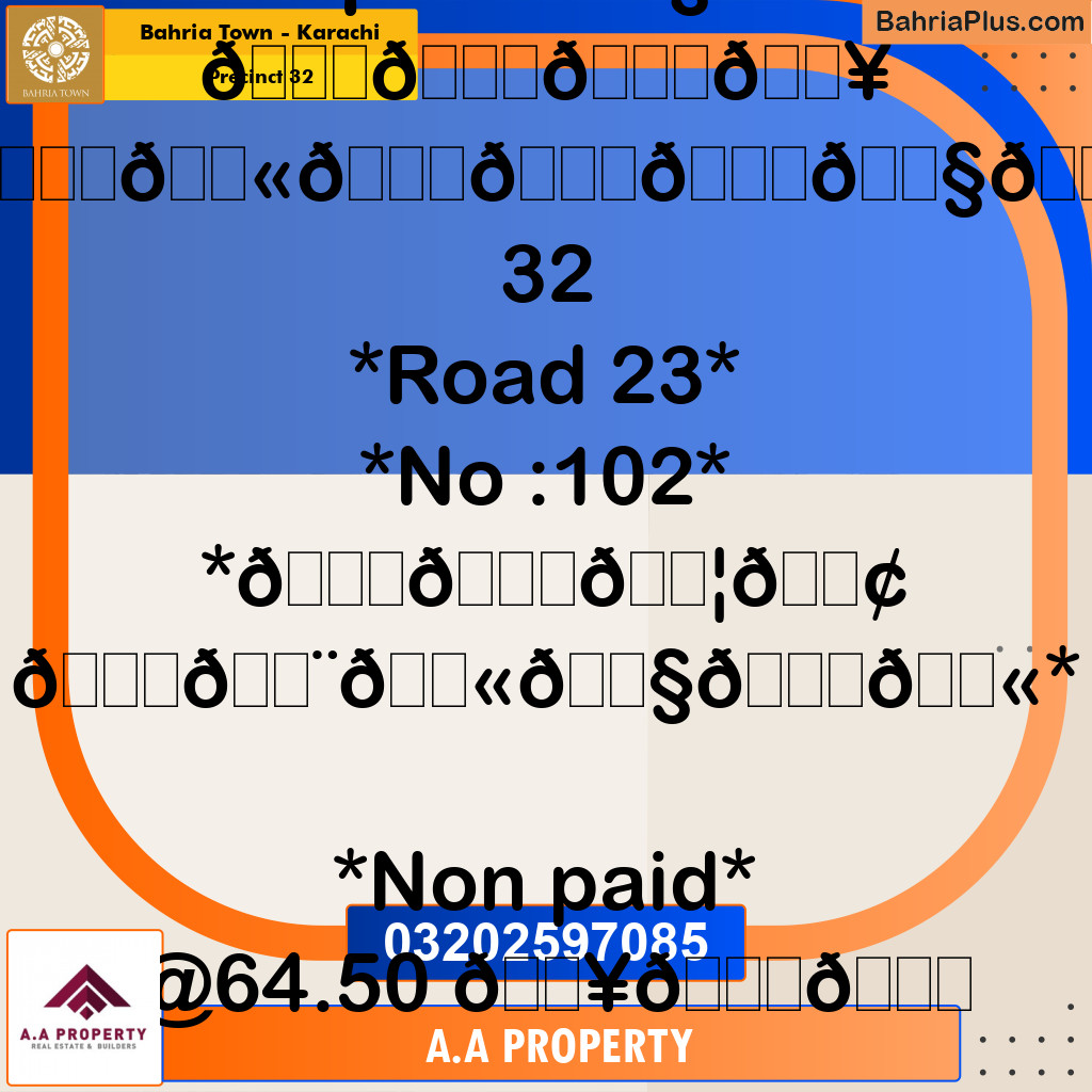 250 Sq. Yards Residential Plot for Sale in Precinct 32 -  Bahria Town, Karachi - (BP-175940)