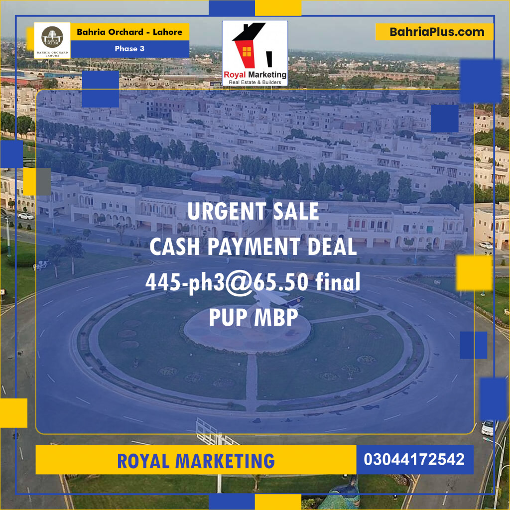 Residential Plot for Sale in Phase 3 - Bahria Orchard, Lahore - (BP-175976)