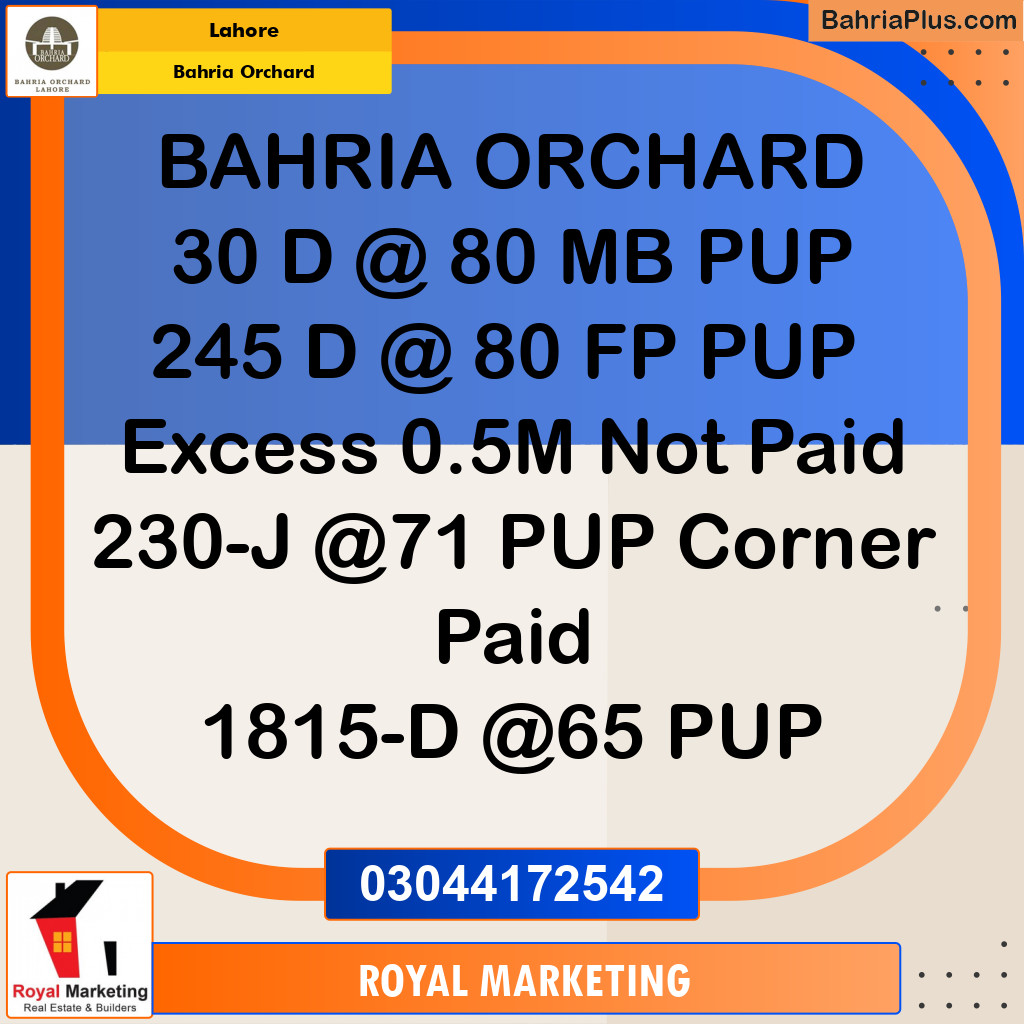Residential Plot for Sale in Phase 2 - D Block - Bahria Orchard, Lahore - (BP-175978)