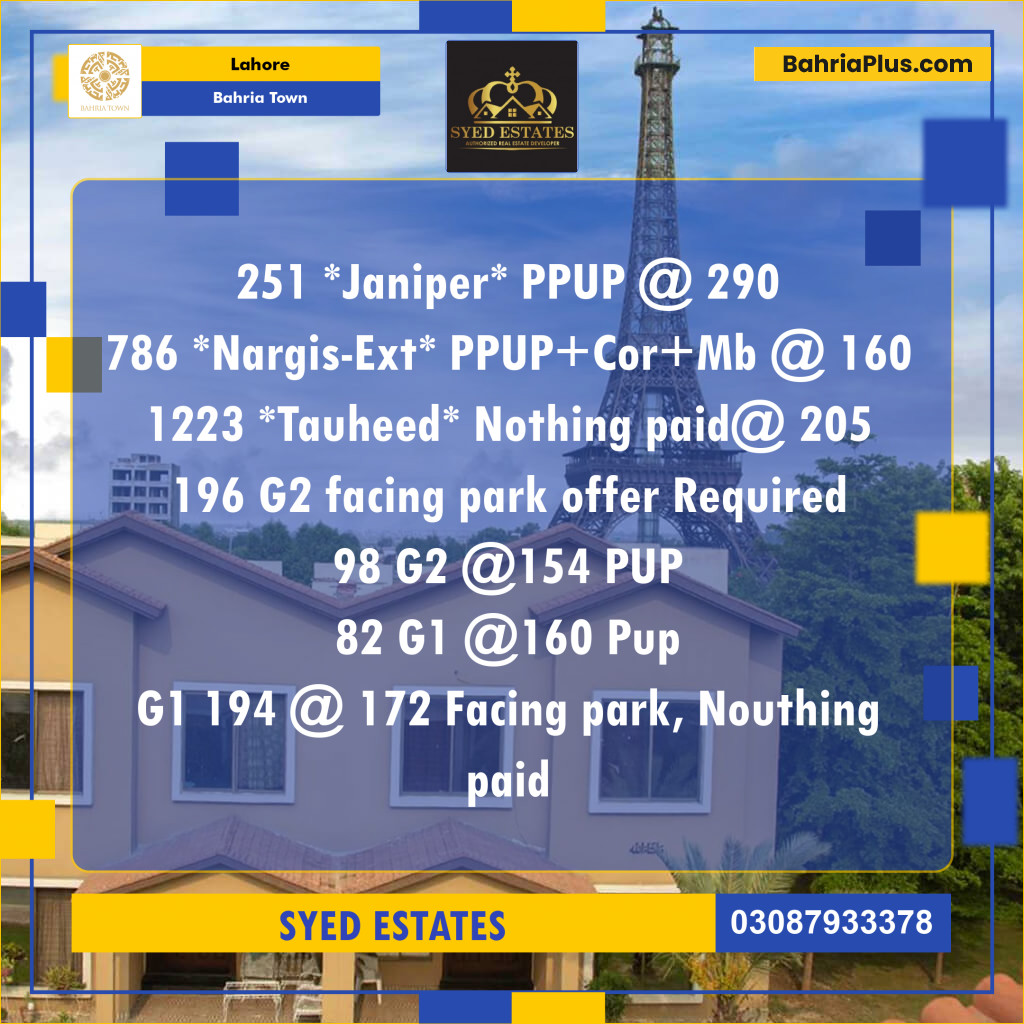 Residential Plot for Sale in Sector C - Janiper Block -  Bahria Town, Lahore - (BP-175994)