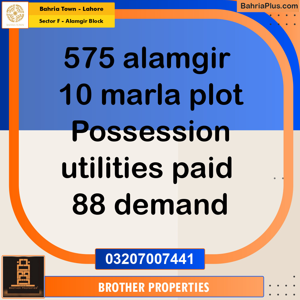 Residential Plot for Sale in Sector F - Alamgir Block -  Bahria Town, Lahore - (BP-176009)