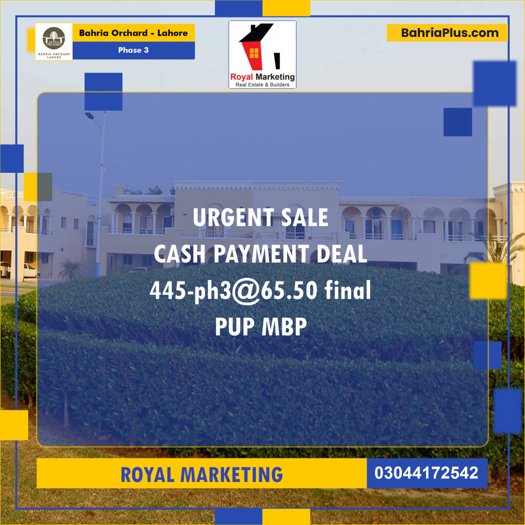 Residential Plot for Sale in Phase 3 -  Bahria Orchard, Lahore - (BP-176014)
