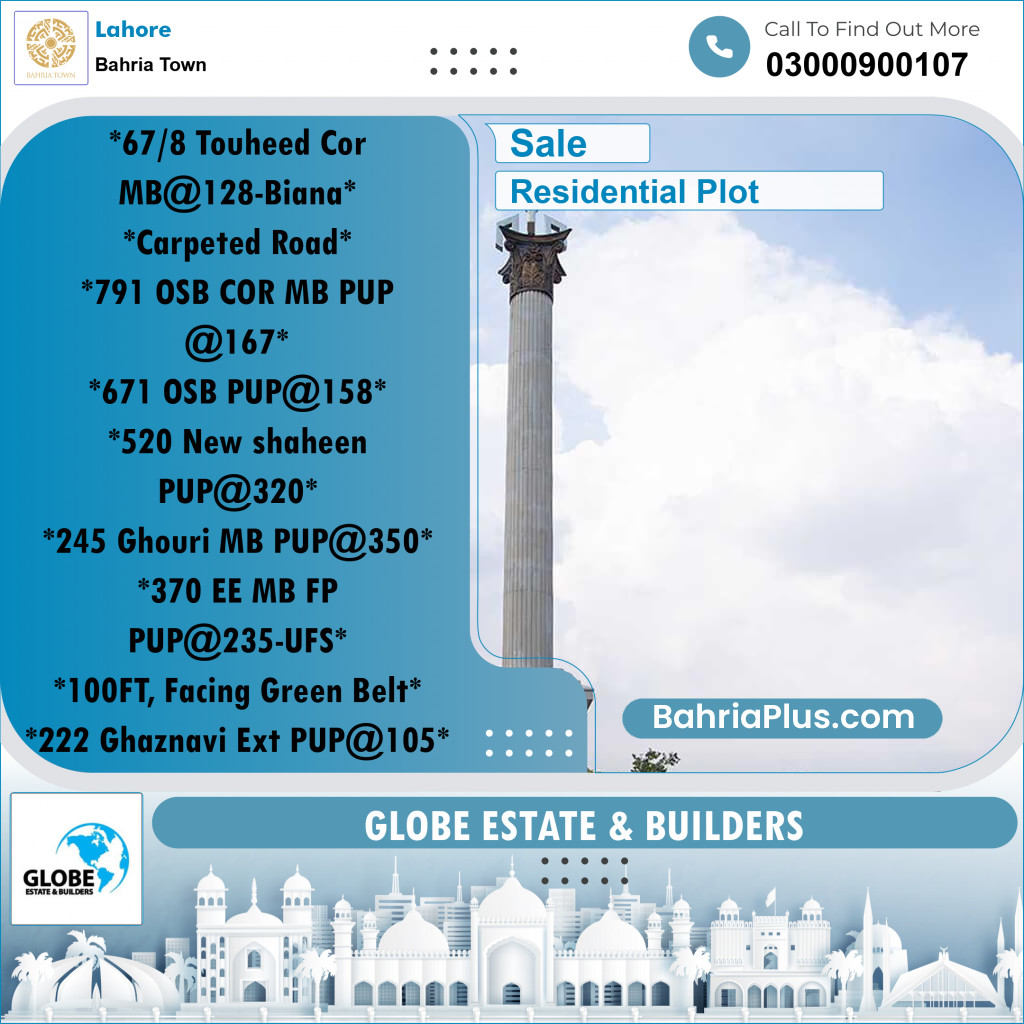 Residential Plot for Sale in Sector F - Tauheed Block -  Bahria Town, Lahore - (BP-176035)