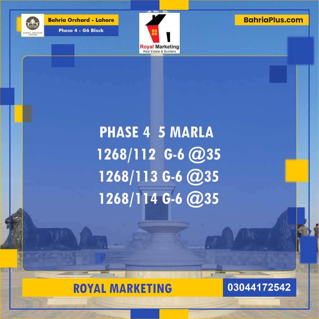 Residential Plot for Sale in Phase 4 - G6 Block -  Bahria Orchard, Lahore - (BP-176056)