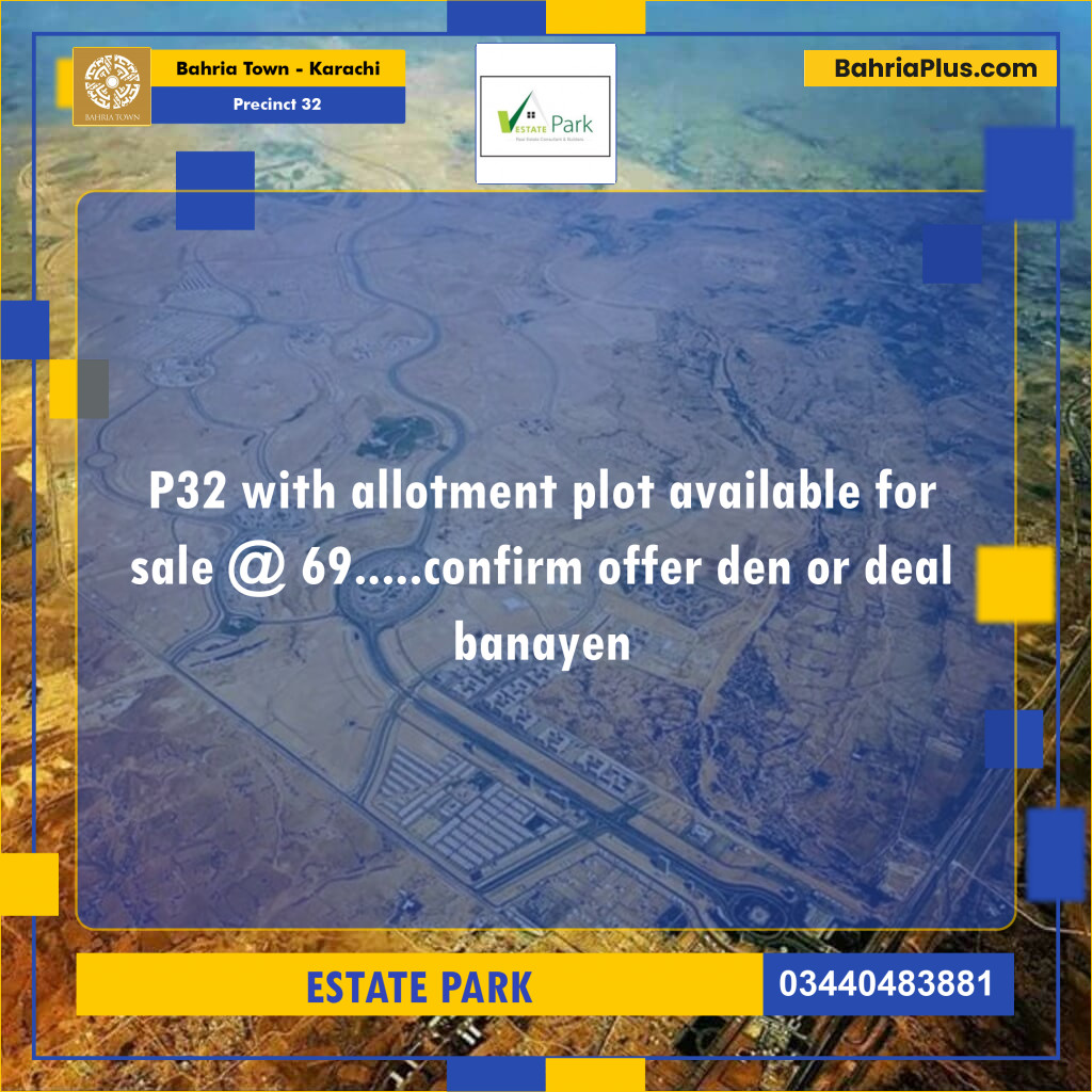 250 Sq. Yards Residential Plot for Sale in Precinct 32 -  Bahria Town, Karachi - (BP-176097)