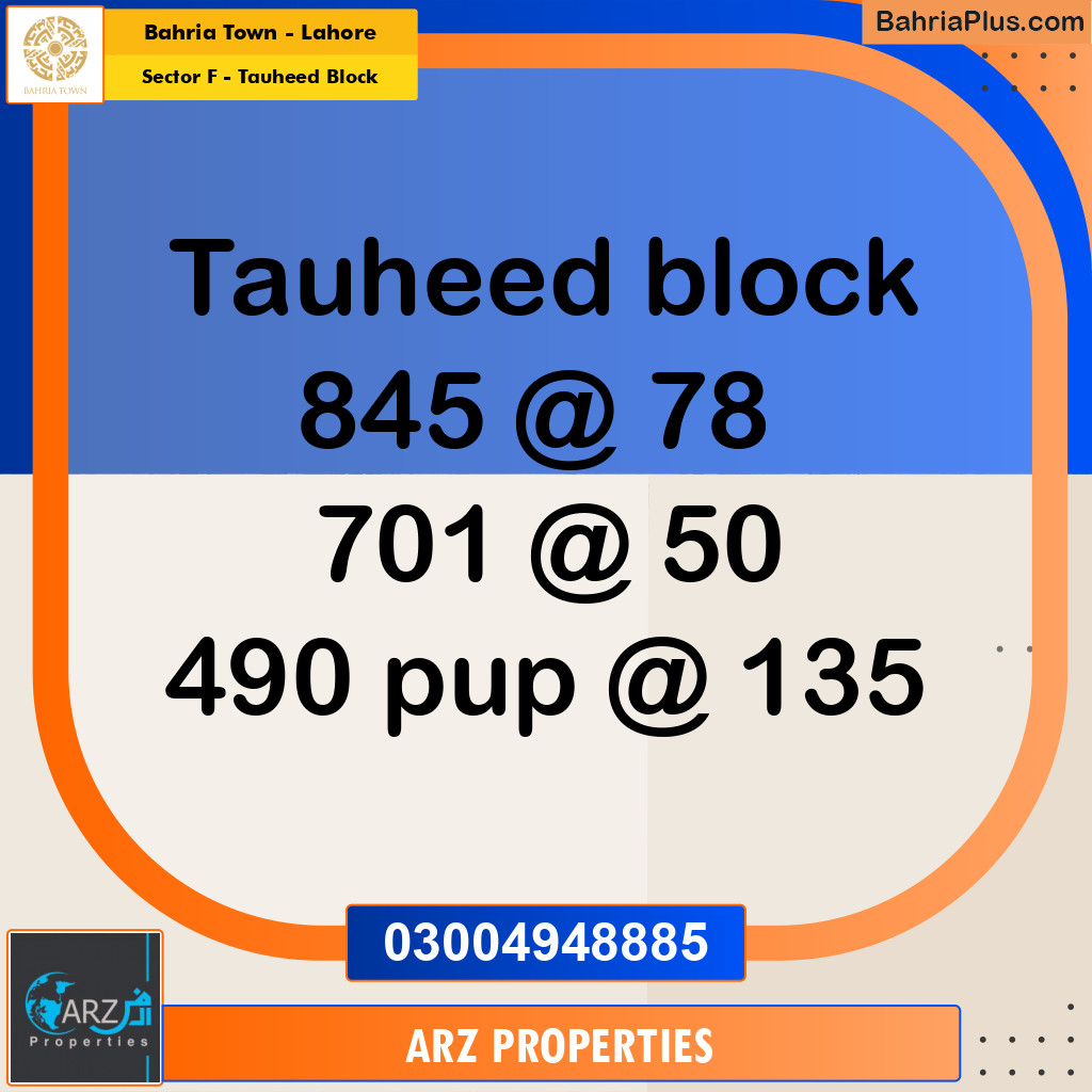 Residential Plot for Sale in Sector F - Tauheed Block -  Bahria Town, Lahore - (BP-176109)