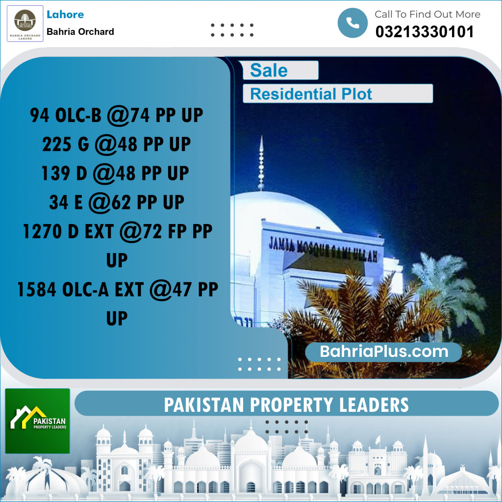 Residential Plot for Sale in OLC-B Block -  Bahria Orchard, Lahore - (BP-176110)