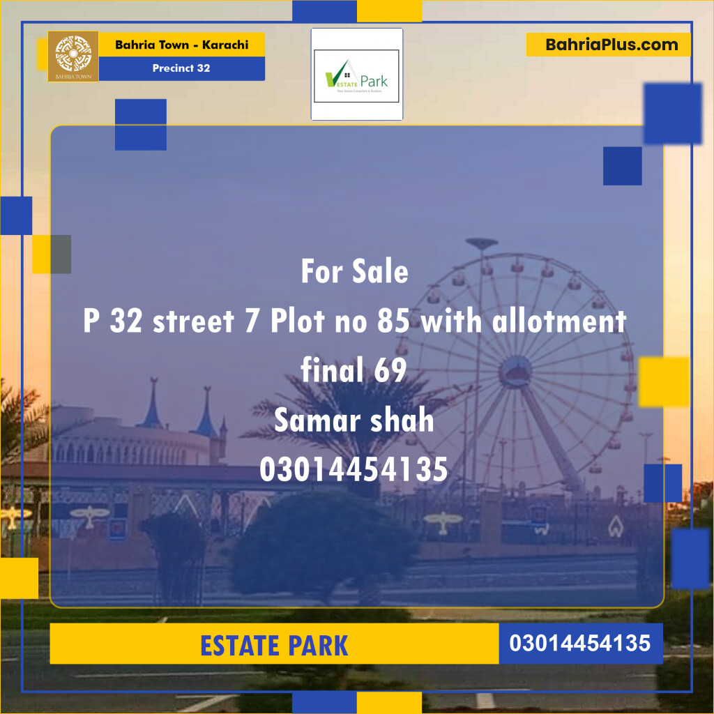250 Sq. Yards Residential Plot for Sale in Precinct 32 -  Bahria Town, Karachi - (BP-176118)