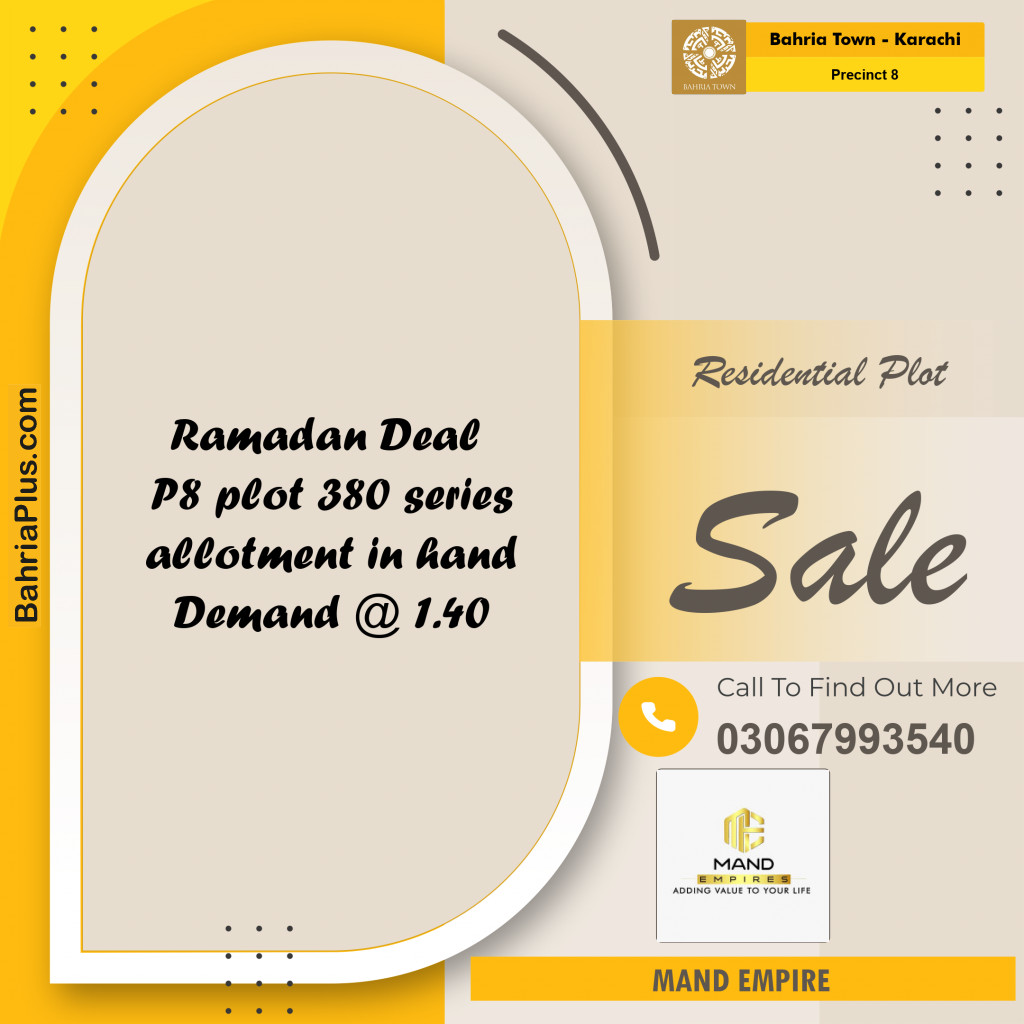 250 Sq. Yards Residential Plot for Sale in Precinct 8 -  Bahria Town, Karachi - (BP-176148)
