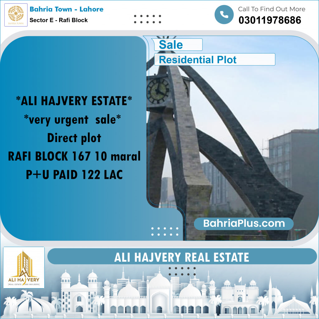 Residential Plot for Sale in Sector E - Rafi Block -  Bahria Town, Lahore - (BP-176189)